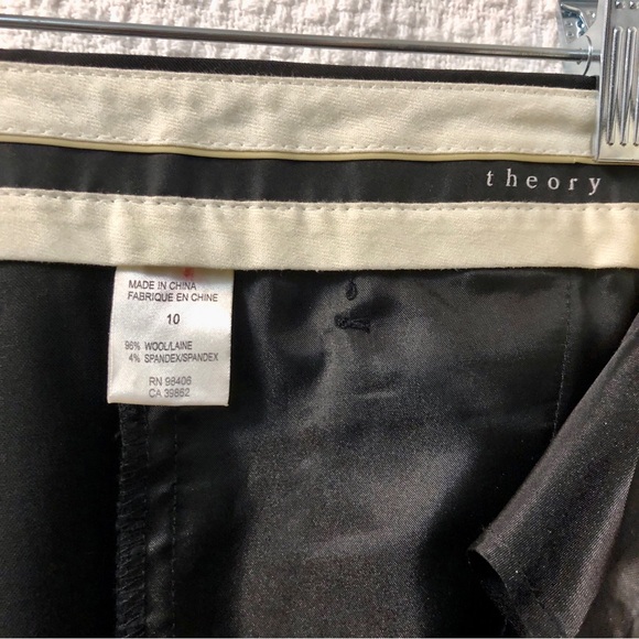 Theory- wool tuxedo pants with satin & crystal waist band - Picture 4 of 12